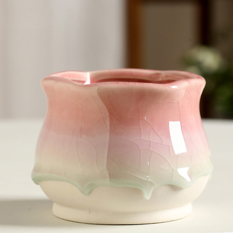 Lighteme Ice-Cracked Glazed Ceramic Vase