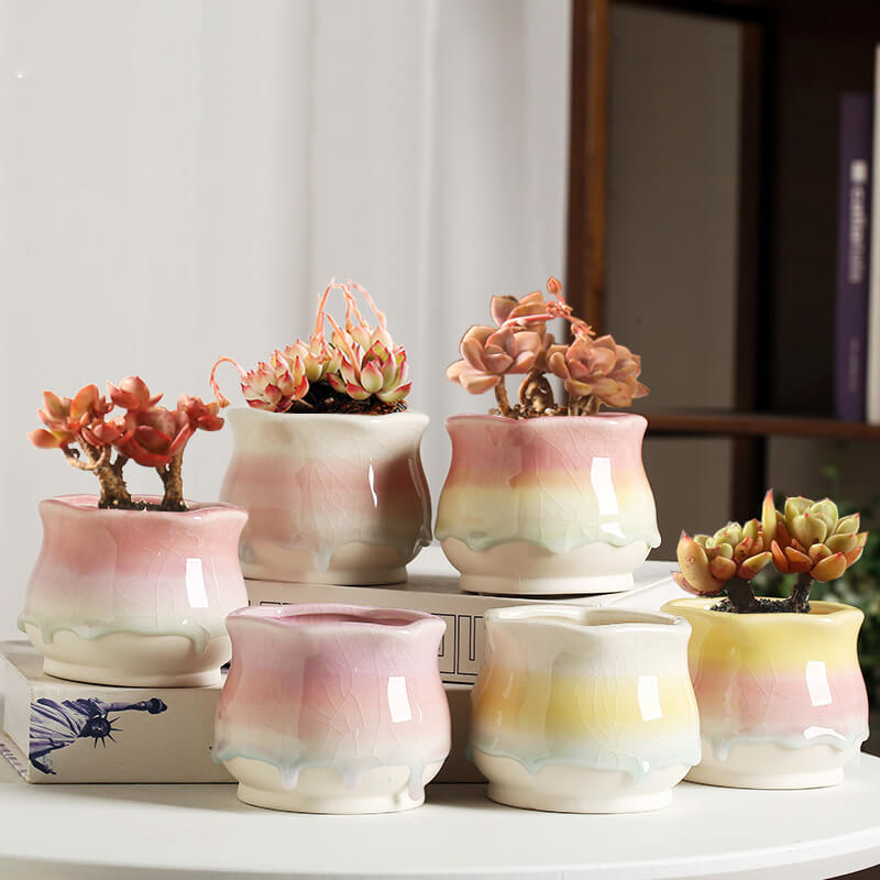 Lighteme Ice-Cracked Glazed Ceramic Vase