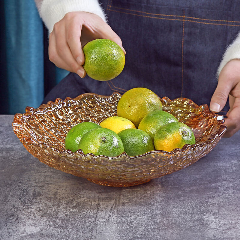 Assiette à fruits en verre à motif de glace Lighteme
