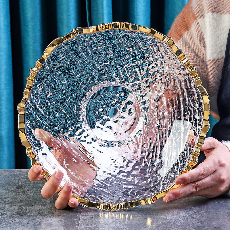 Assiette à fruits en verre à motif de glace Lighteme