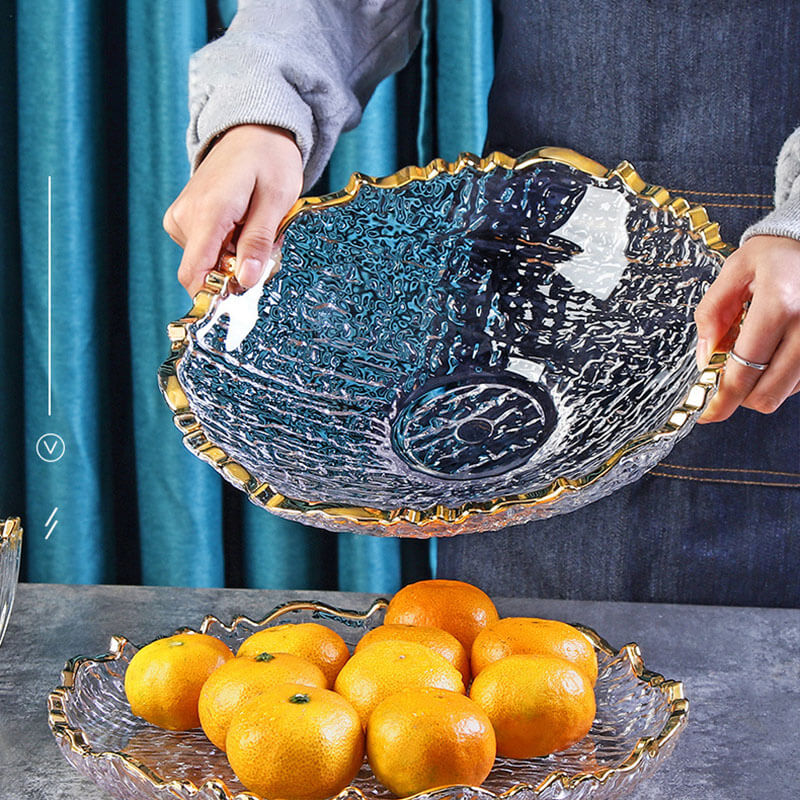 Assiette à fruits en verre à motif de glace Lighteme