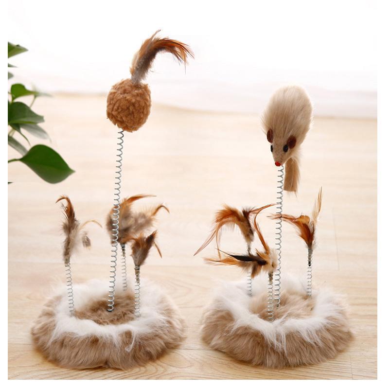 Lighteme Kitten Spring Plate Toy Feather Mouse Interactive Cat Toy (2 Types)