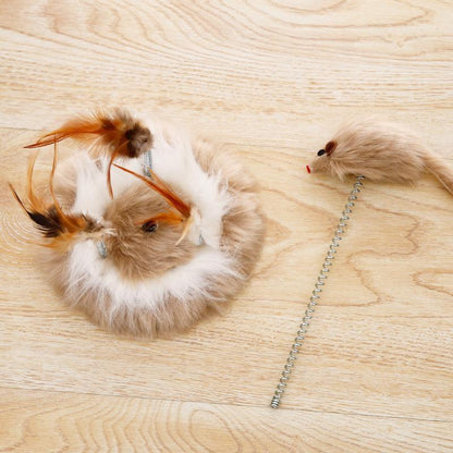 Lighteme Kitten Spring Plate Toy Feather Mouse Interactive Cat Toy (2 Types)