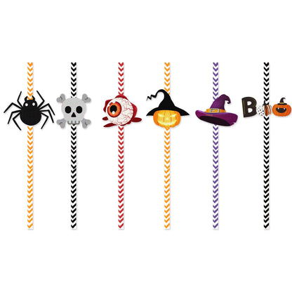 Lot de 24 pailles en papier Halloween Horror Lighteme