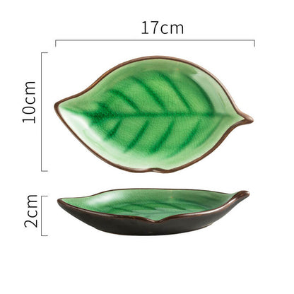 Lighteme Leaf Cracked Ceramic Snack Plate