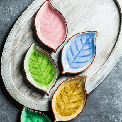 Lighteme Leaf Cracked Ceramic Snack Plate