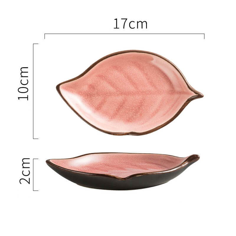 Lighteme Leaf Cracked Ceramic Snack Plate