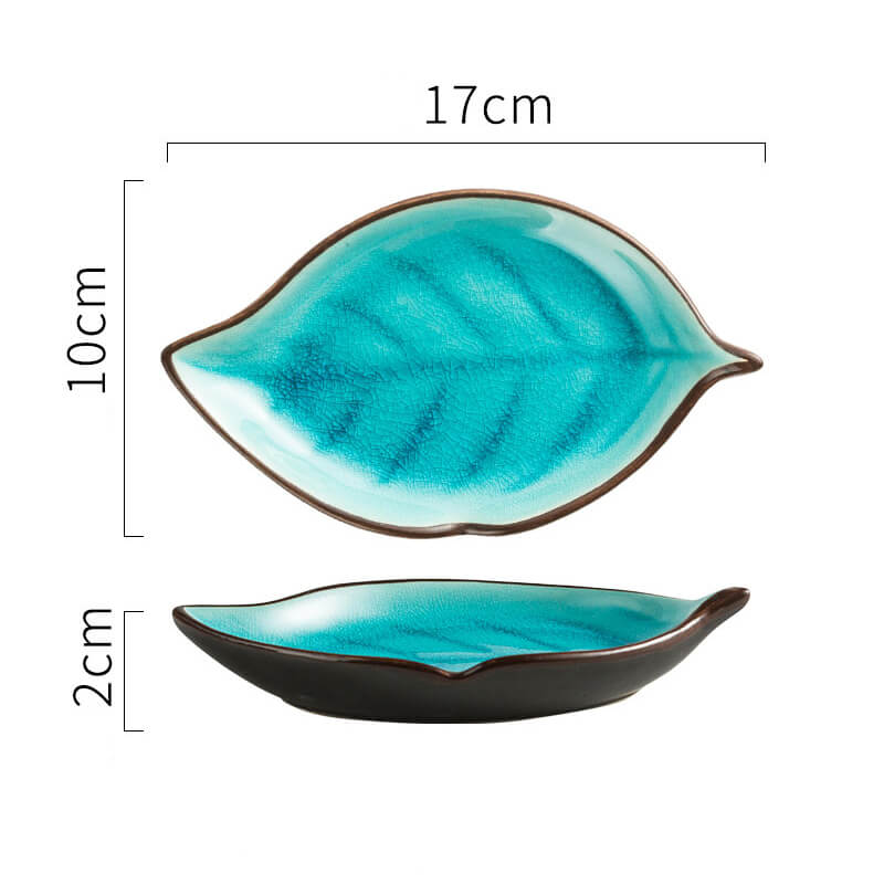 Lighteme Leaf Cracked Ceramic Snack Plate