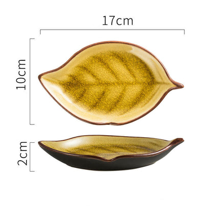 Lighteme Leaf Cracked Ceramic Snack Plate
