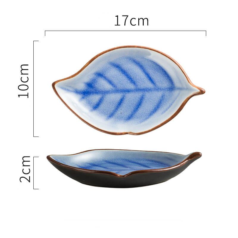 Lighteme Leaf Cracked Ceramic Snack Plate