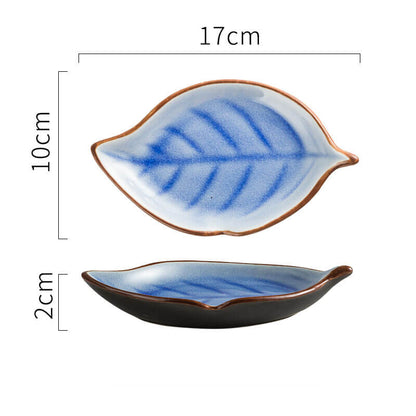 Lighteme Leaf Cracked Ceramic Snack Plate