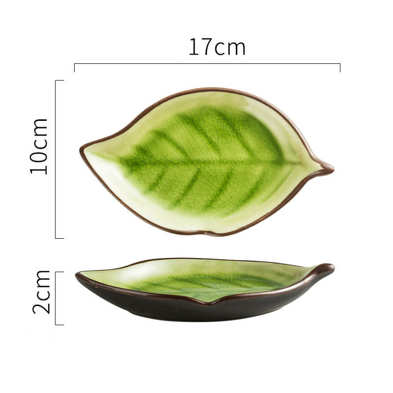Lighteme Leaf Cracked Ceramic Snack Plate