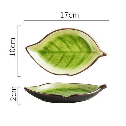 Lighteme Leaf Cracked Ceramic Snack Plate