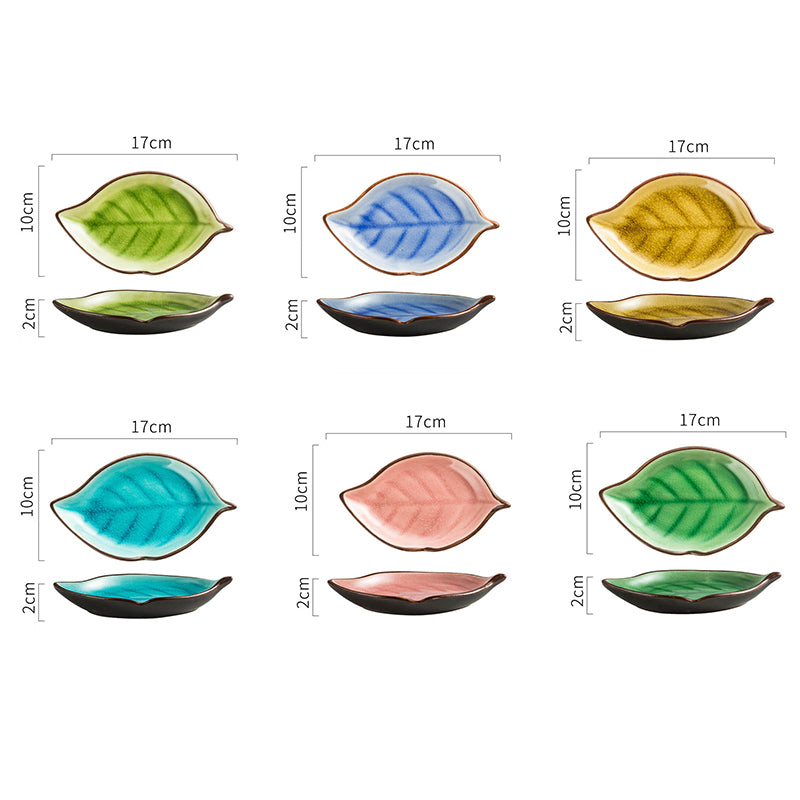 Lighteme Leaf Cracked Ceramic Snack Plate