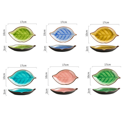 Lighteme Leaf Cracked Ceramic Snack Plate