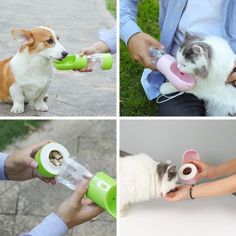 Bouteille d'eau anti-fuite pour chien Lighteme avec compartiment à nourriture (4 couleurs)