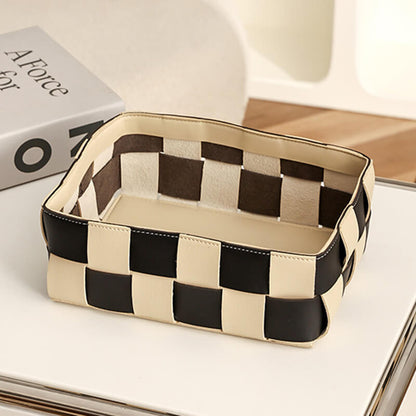 Lighteme Leather Grid Desktop Storage Basket