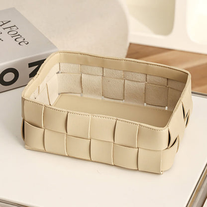 Lighteme Leather Grid Desktop Storage Basket