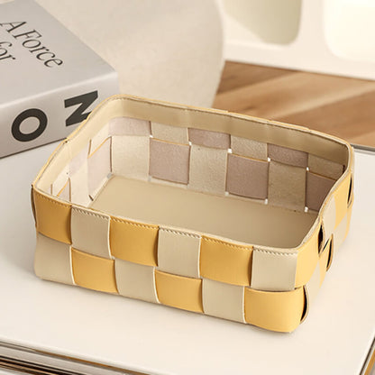 Lighteme Leather Grid Desktop Storage Basket