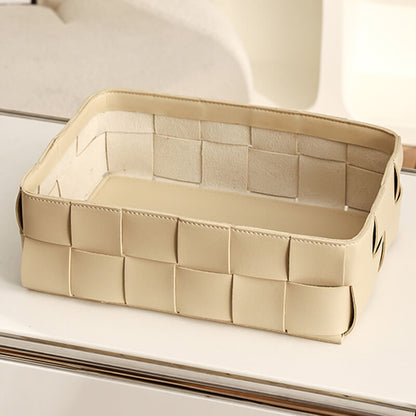 Lighteme Leather Grid Desktop Storage Basket