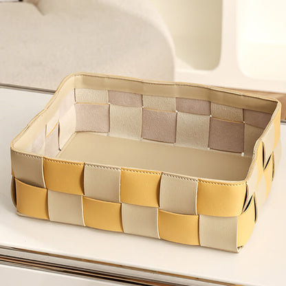 Lighteme Leather Grid Desktop Storage Basket
