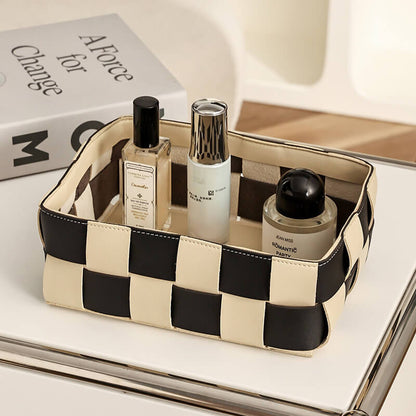 Lighteme Leather Grid Desktop Storage Basket