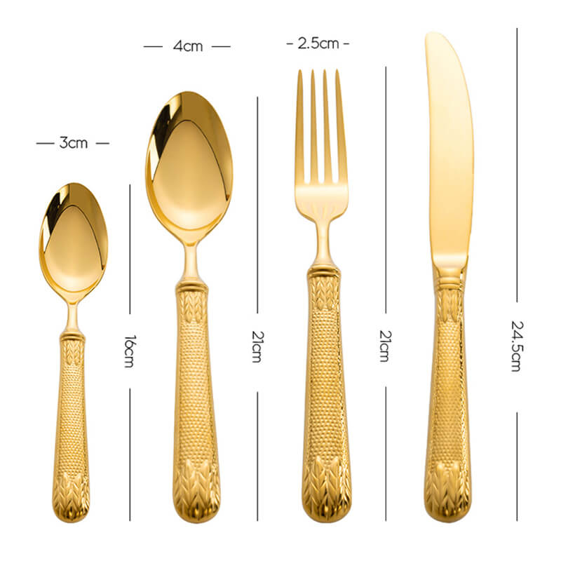 Lighteme Light Luxury Embossed Flatware 4Pcs Set