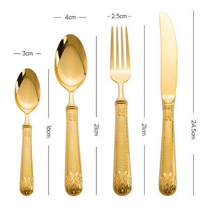 Lighteme Light Luxury Embossed Flatware 4Pcs Set