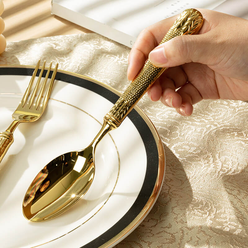 Lighteme Light Luxury Embossed Flatware 4Pcs Set