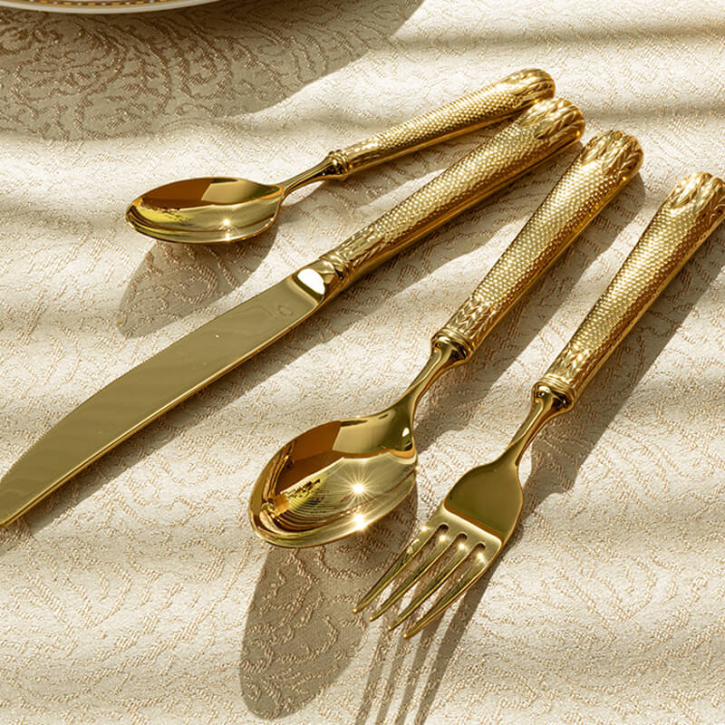 Lighteme Light Luxury Embossed Flatware 4Pcs Set