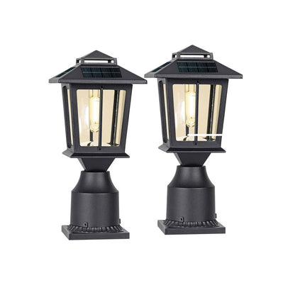 Lighteme 2 Pack Aluminum Solar Post/Fence Lights Outdoor, Wood 4X4 Solar Post Cap Lights