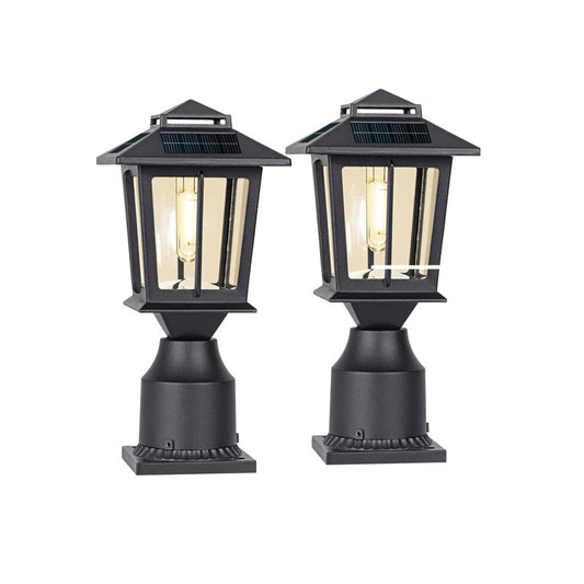 Lighteme 2 Pack Aluminum Solar Post/Fence Lights Outdoor, Wood 4X4 Solar Post Cap Lights