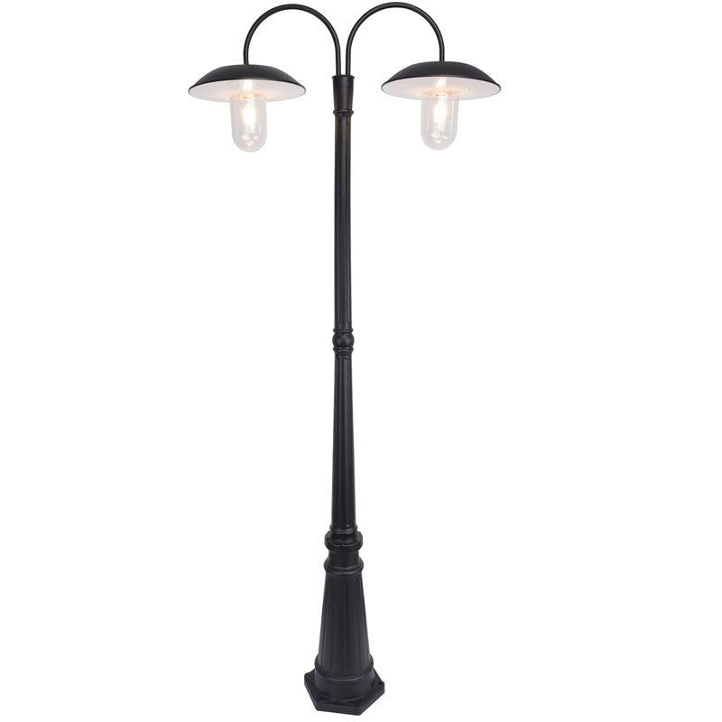 Lighteme Dual Head Solar Outdoor Post Light, Dusk to Dawn, Bulbs Included, Black(Head & Pole)