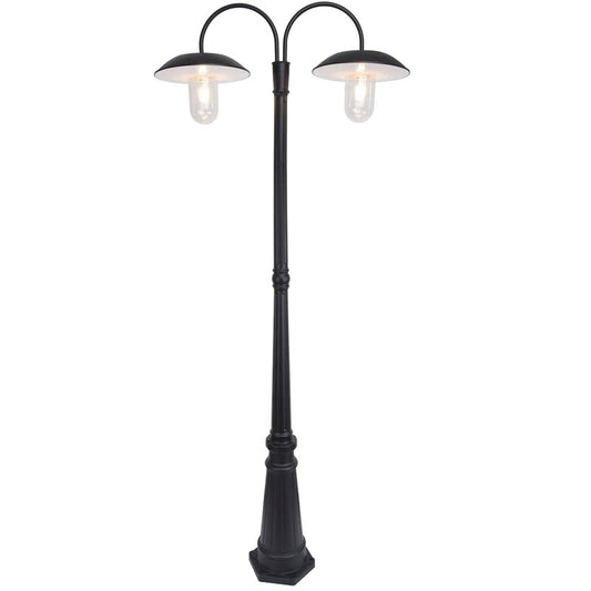 Lighteme Dual Head Solar Outdoor Post Light, Dusk to Dawn, Bulbs Included, Black(Head & Pole)