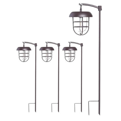 Lighteme LED Solar Hanging Lights on Shepherds Hook Metal Pole (Set of 4)
