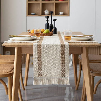 Lighteme Linen Tassel Table Runner
