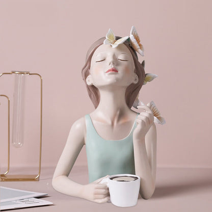 Lighteme Looking Up Girl Resin Decoration