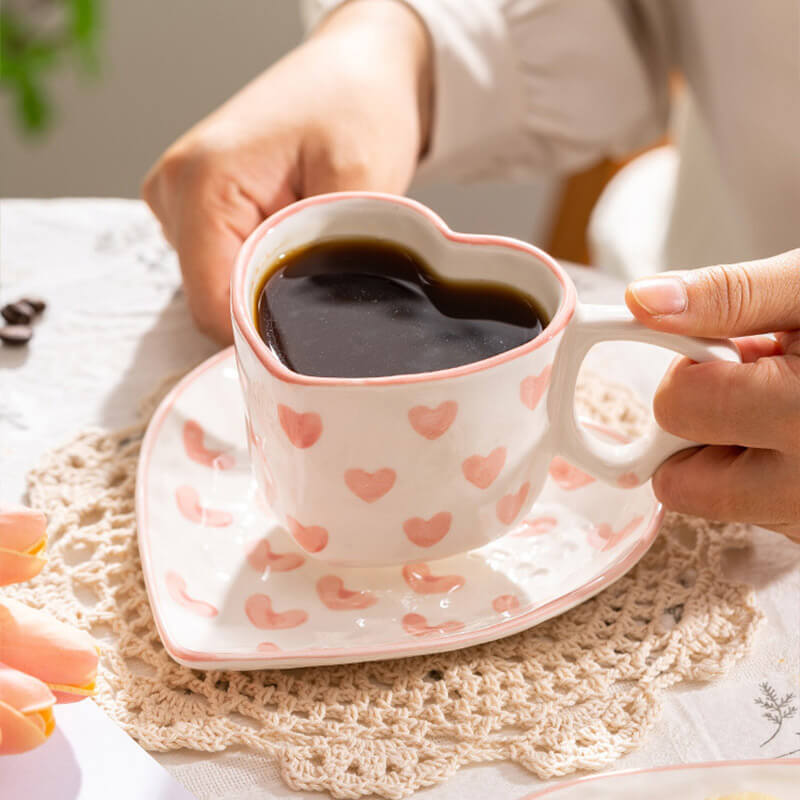 Lighteme Heart Pattern Ceramic Cup
