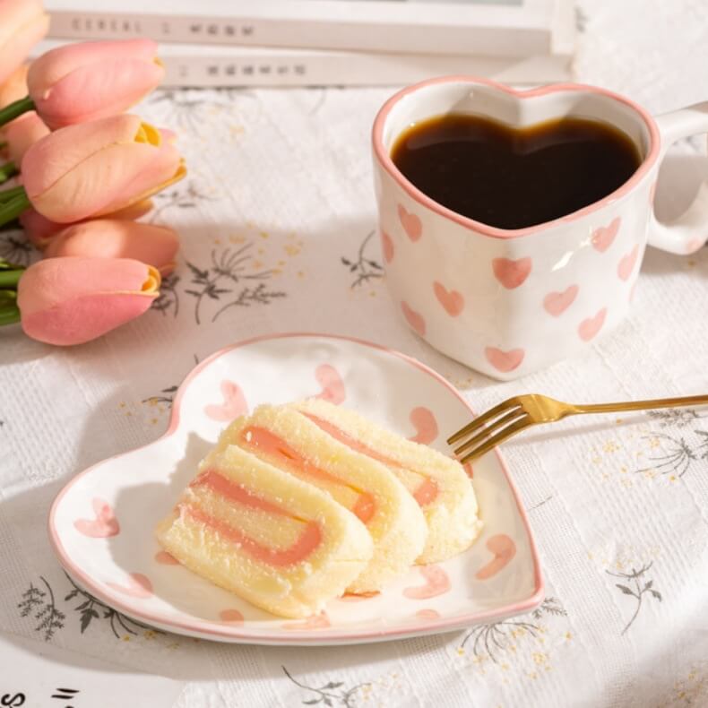 Lighteme Heart Pattern Ceramic Cup