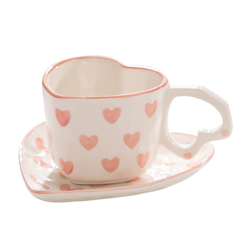 Lighteme Heart Pattern Ceramic Cup