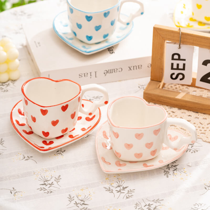 Lighteme Heart Pattern Ceramic Cup