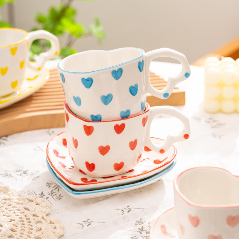Lighteme Heart Pattern Ceramic Cup