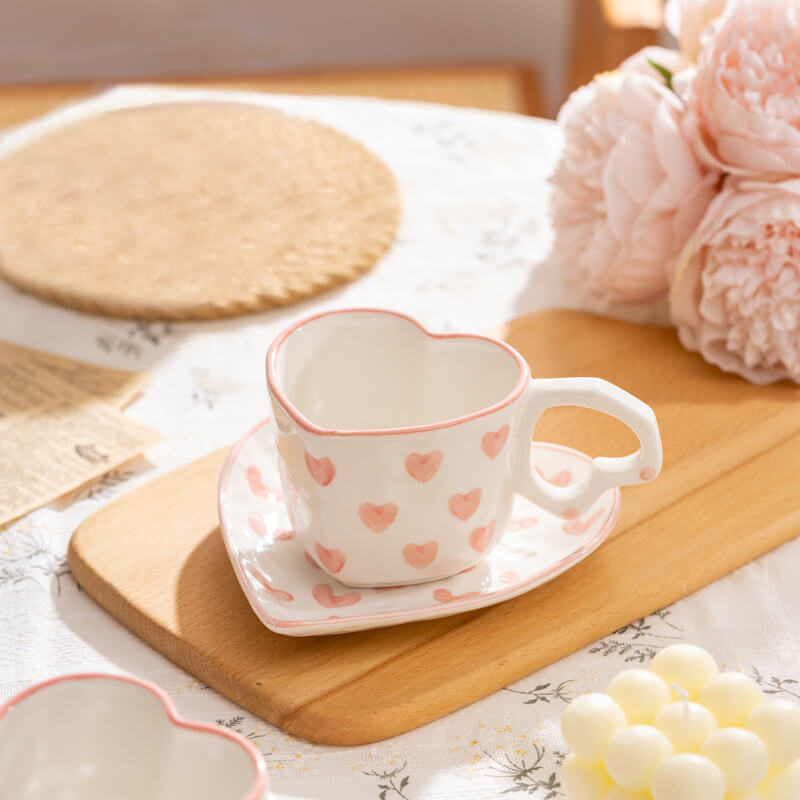 Lighteme Heart Pattern Ceramic Cup