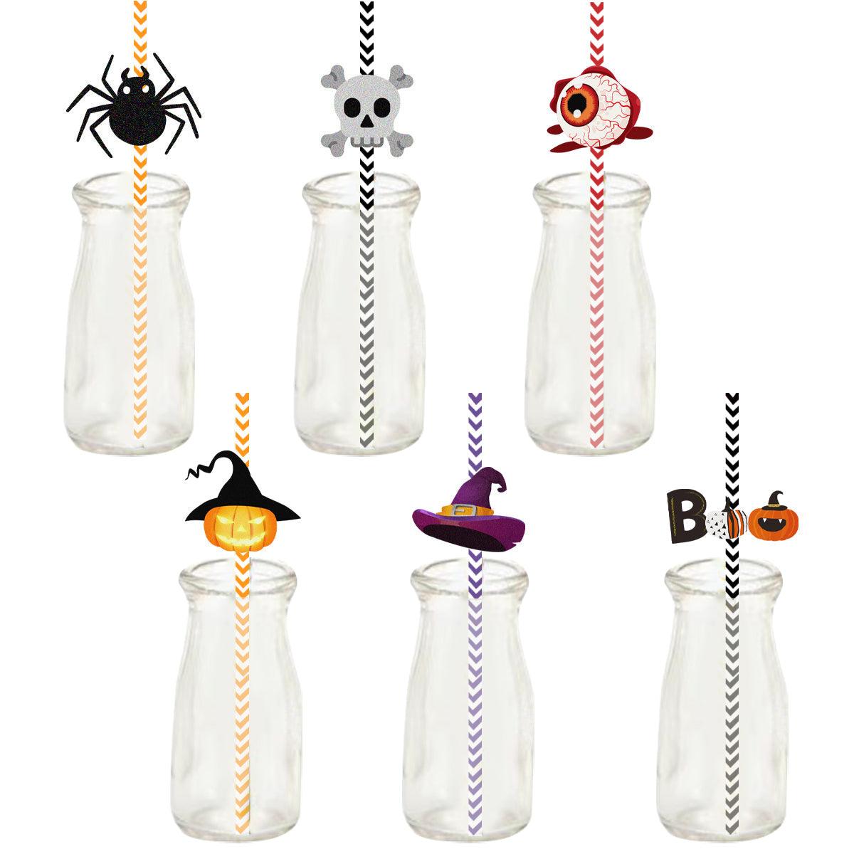 Lot de 24 pailles en papier Halloween Horror Lighteme
