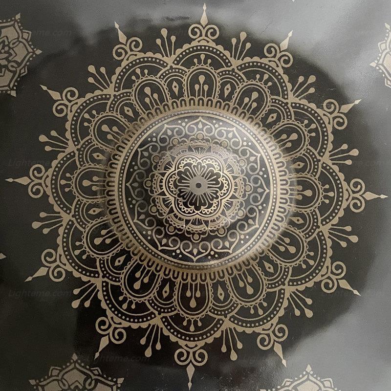Lighteme Handmade Custom Mandala HandPan Drum D Minor Sabye Scale 22 Inches 9/10/12 Notes Nitride Steel Percussion Instrument