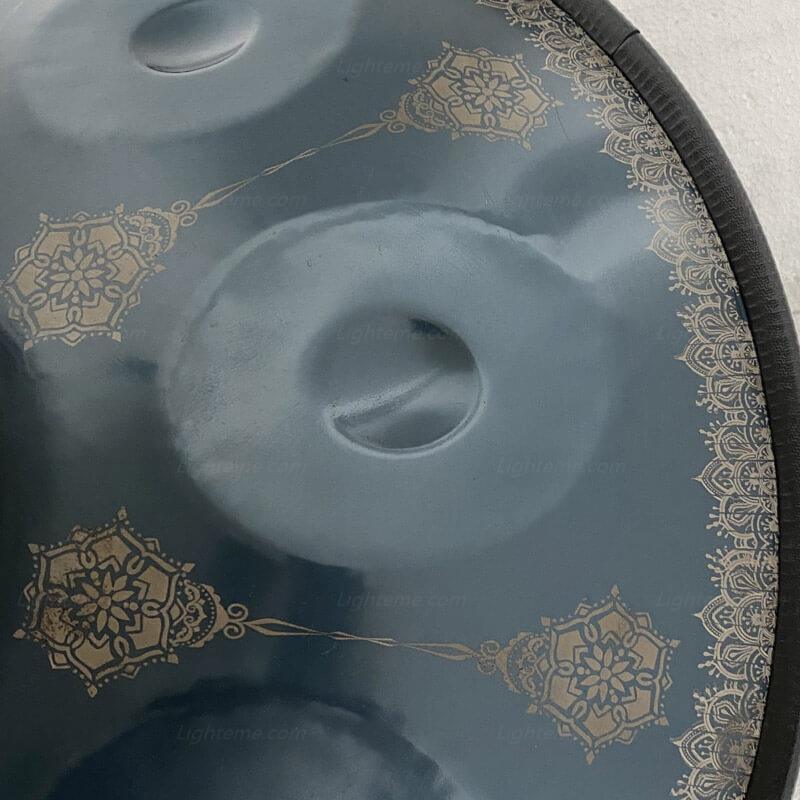 Lighteme Handmade Mandala HandPan Drum D Minor Amara Scale 22 Inch 9 Notes Nitride Steel Percussion Instrument