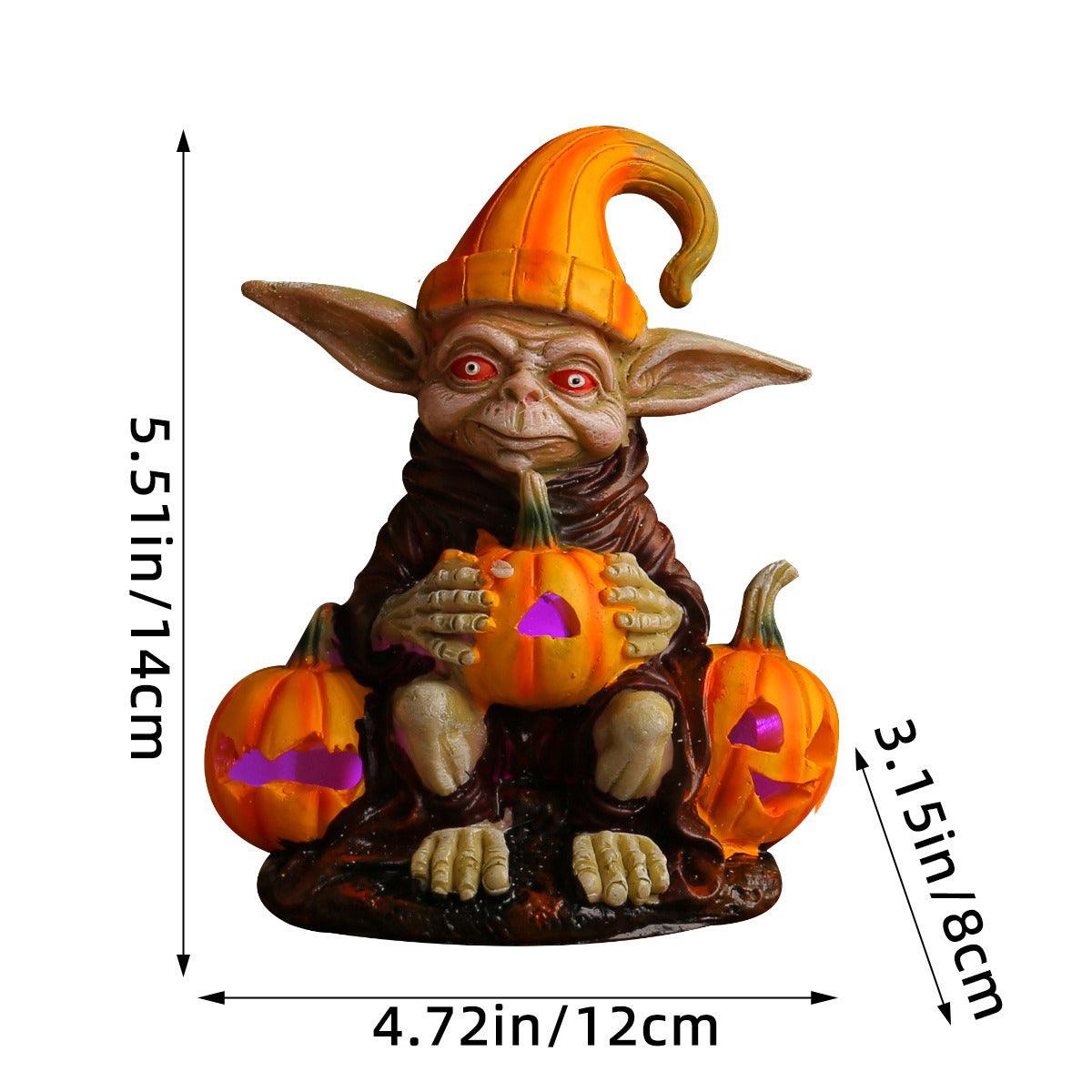 Lighteme - Halloween-Statue aus Kunstharz mit Kürbislampe | 1 KAUFEN, 1 GRATIS