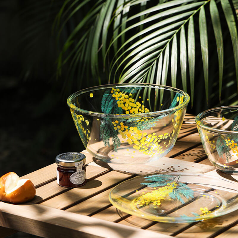 Lighteme Mimosa Printed Glass Bowl