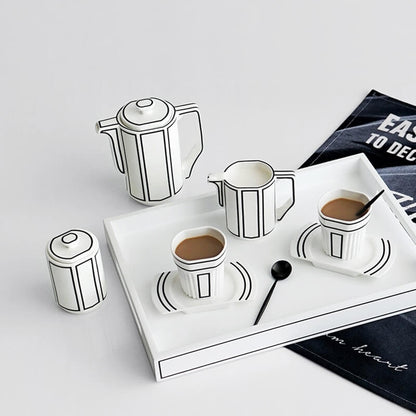 Lighteme Minimalist Line Bone China Teapot Set