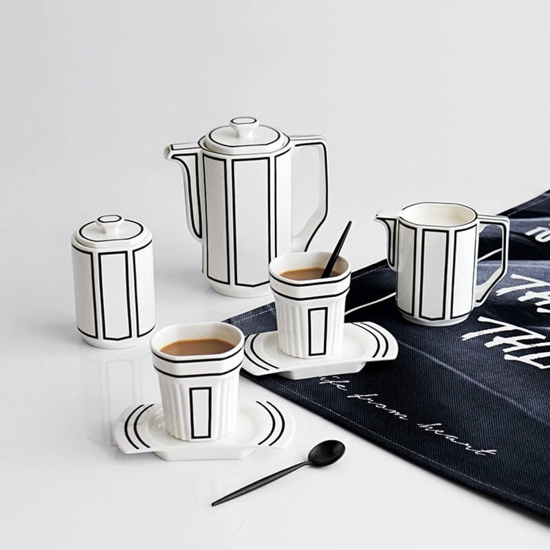 Lighteme Minimalist Line Bone China Teapot Set